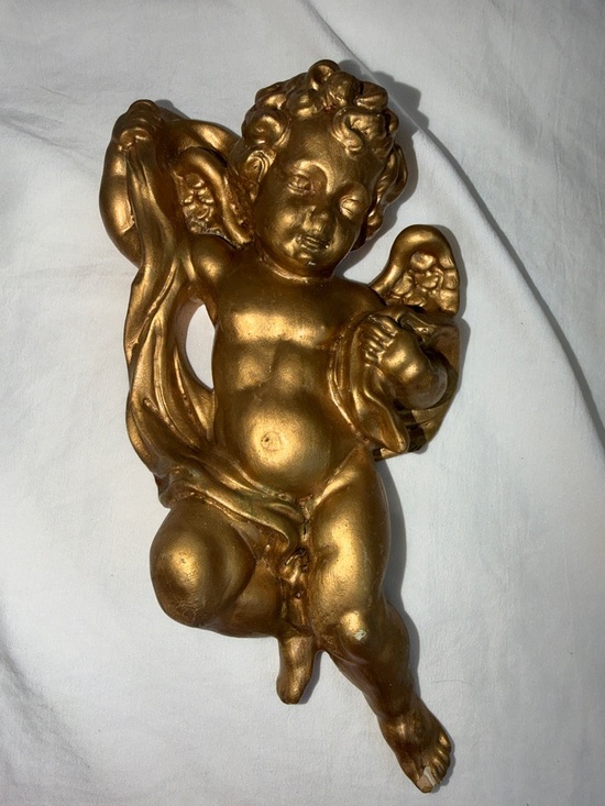Other - Mid-Century Gold Angel Wall Hanging – Renaissance Style Gilded Cherub Decor